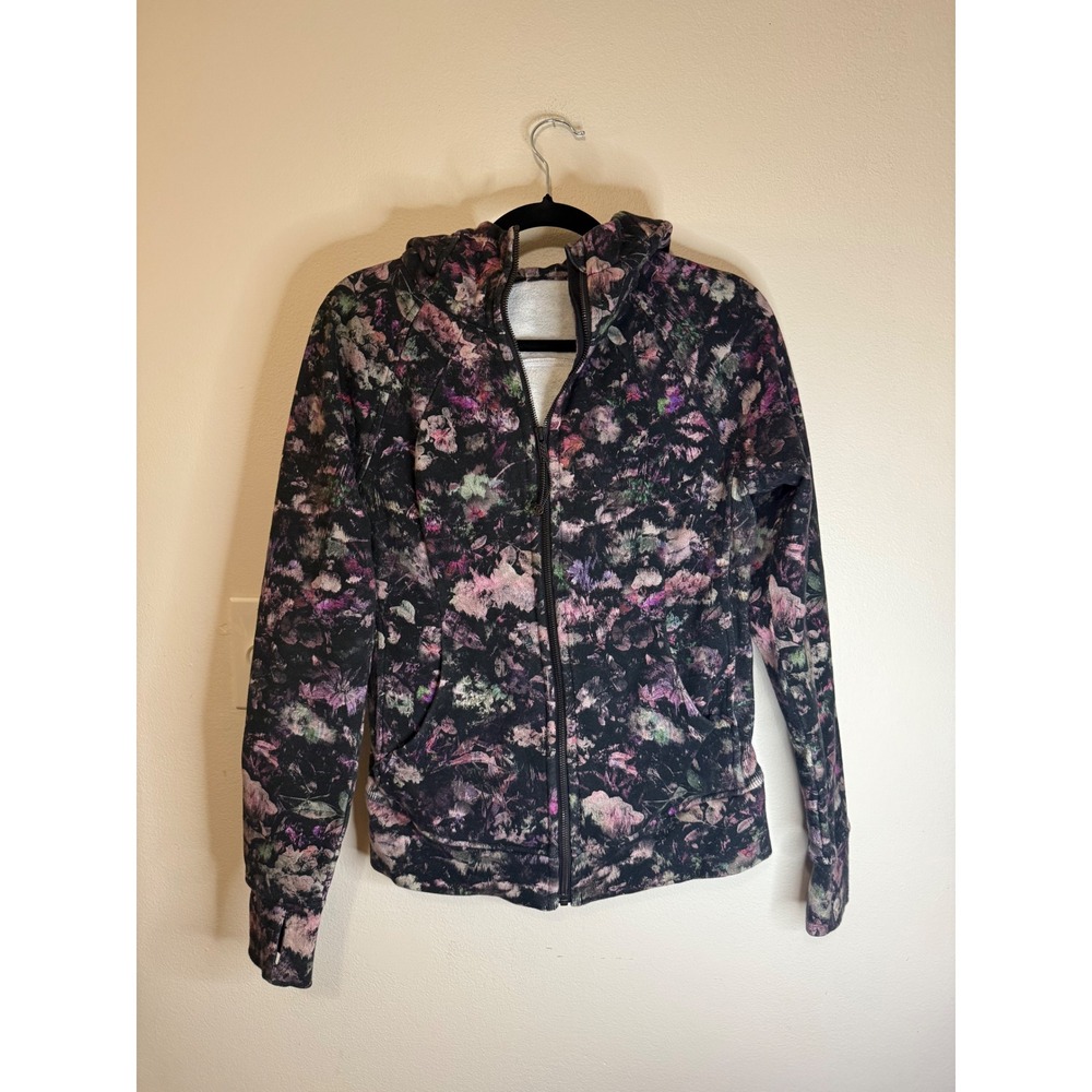 Lululemon‎ Scuba Full Zip Hoodie Floral Illusion Antique White Multi Size 8